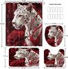 Rose & Leopard Bath Set: Shower Curtain, Non-slip Mat, Toilet Lid Cover, Bathroom Mat & 12 Hooks