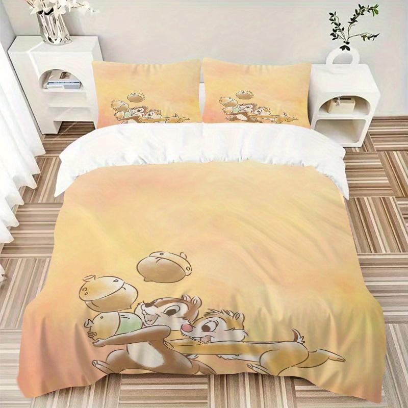 3pcs Charming Chip 'n Dale Acorn Adventure Bedding Set Includes Quilt Cover and Pillowcases, Suitable for All Seasons S009
