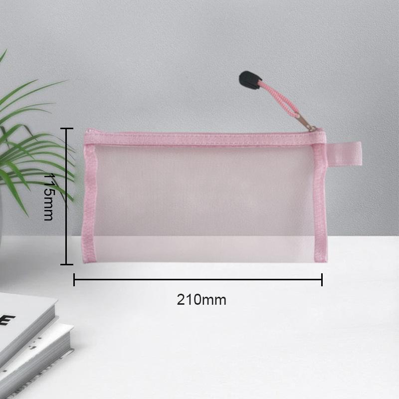 Mesh Pencil Pouches With Transparent Design And Durable Zipper Perfect For School Exams Office Daily Storage