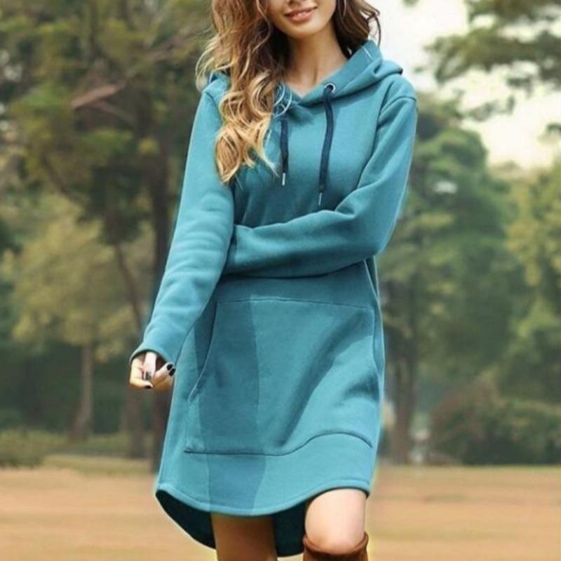 YYFS Women's Fashion Fall Winter Solid Color Print Long Sleeve Casual Dresses
