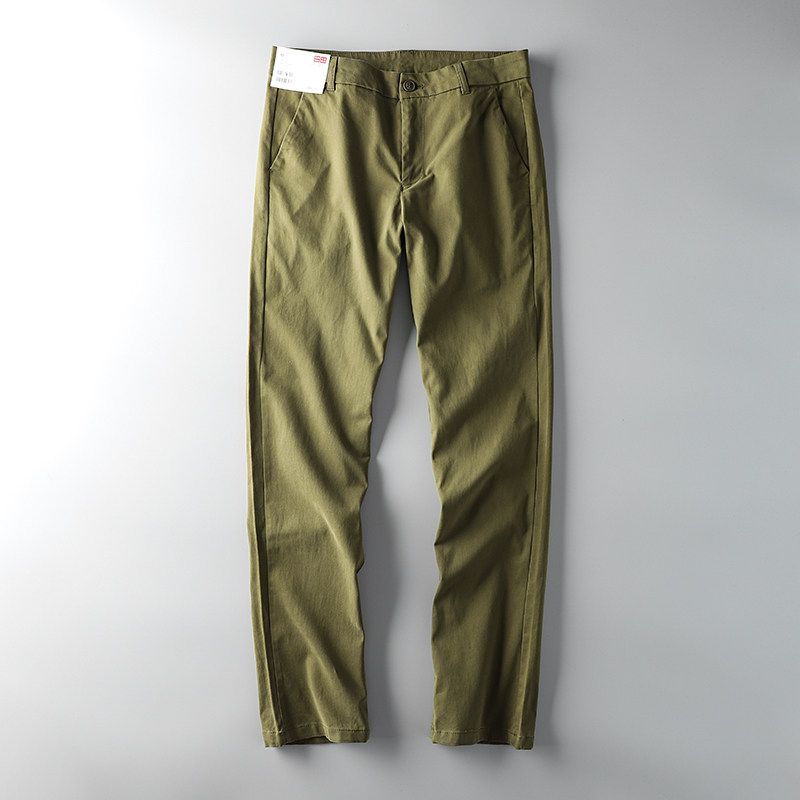 Label Cutting Cattle Goods Brushed Slim Fit Tapered Casual Trousers Army Green 2XL