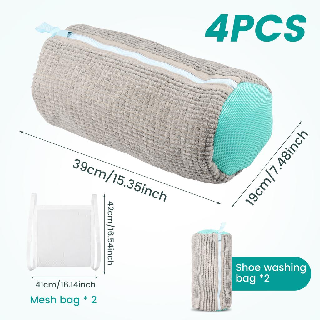 4 Stück Schuhe Wäschebeutel Verschluss Weiche Schuhe Reinigungsbeutel Wiederverwendbare Schuhe Waschbeutel Mit Langem Flaum für Waschmaschine Reißverschluss