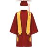 Unisex Kids Graduation Gown Set V Neck Long Sleeve Front Zipper Robe Academic Hat Stole Tassel Ceremony Outfit