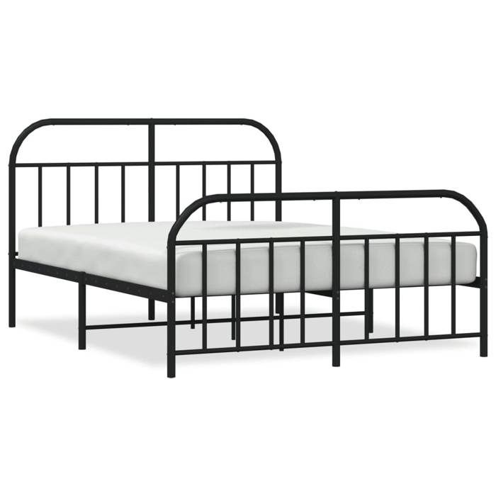 VidaXL Metal Bed Frame with Headboard-Footboard Black 180x200 Cm 353657