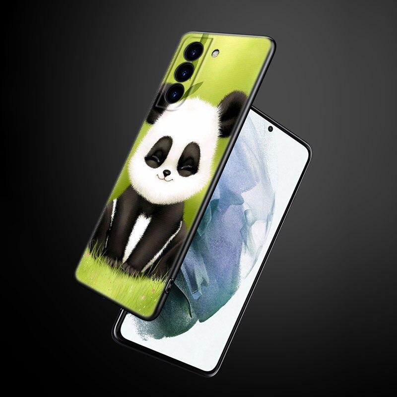 Chinesische Bär Panda Handyhülle für Samsung Galaxy S22 Pro S21 S20 Ultra FE S10 Lite 5G S10E S9 S8 Plus Weiche TPU Schwarze Hülle