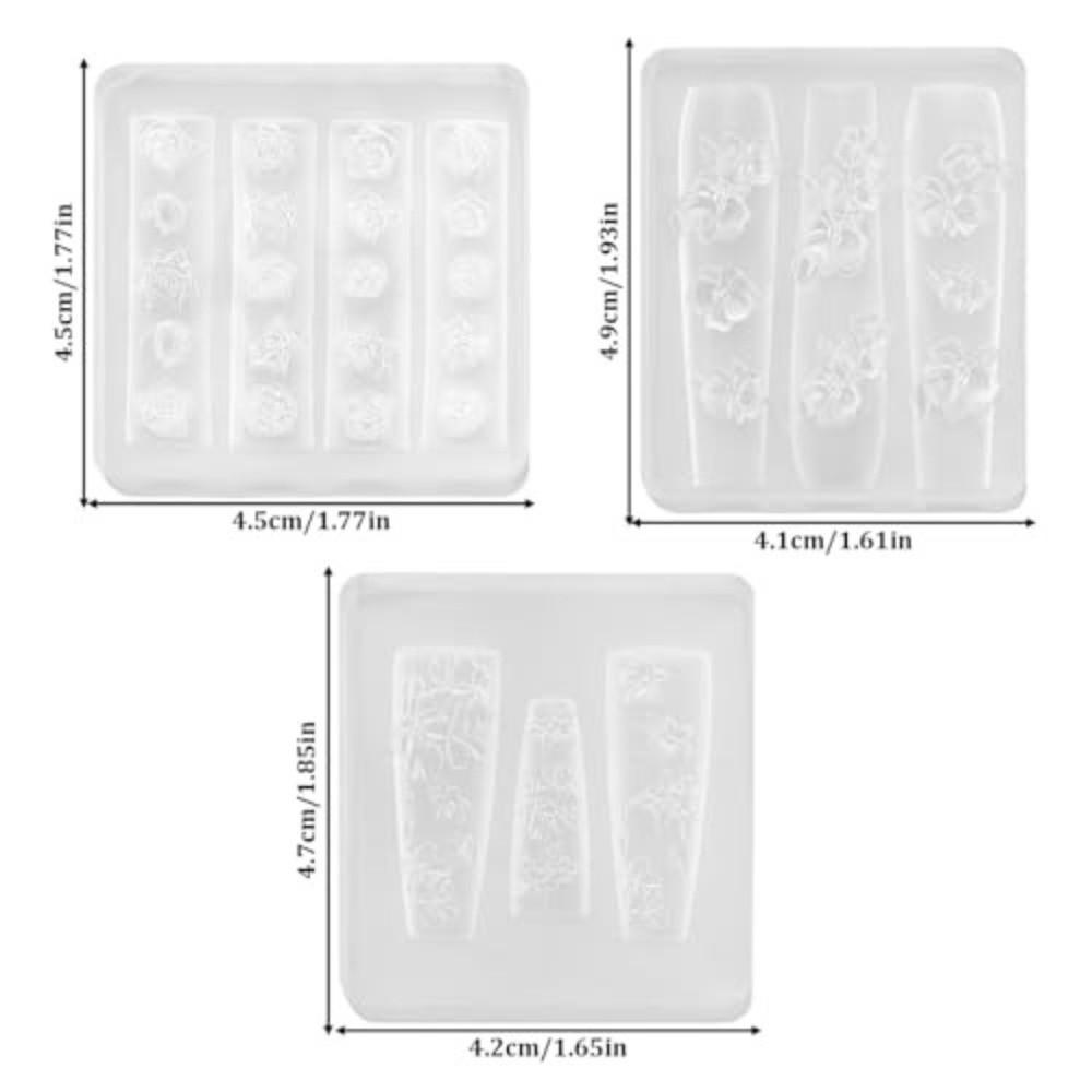 Transparent Silicone Nail Art Molds 3D Carving Nail Art Molds  for DIY Manicure Design