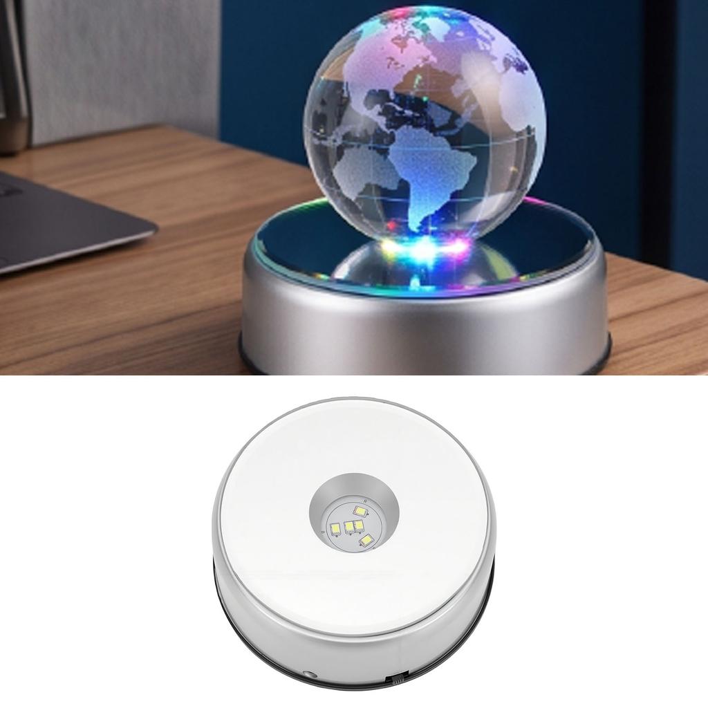 7 LED Display Turntable Base 7 Colorful Light Rotating Display Stand for s Glass Art