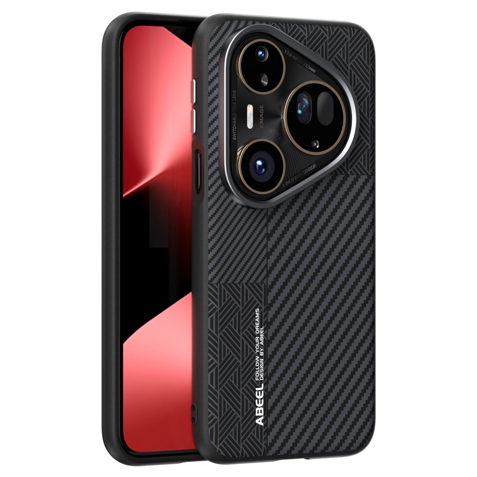 

ABEEL Чехол для Huawei Pura 80 Ultra PC+ТПУ+Алюминиевый сплав+ПУ кожа Чехол для телефона Совместим с MagSafe Texture 1