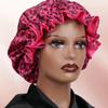 1PC Hair Bonnet Printed Leopard Double Layer Satin Splicing Hair Bonnet For Sleeping For Curly And Straight Hair