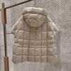 Autumn and winter short-sleeved down vest women's winter clothing new casual hooded white duck down inner drawstring waist jacket tide