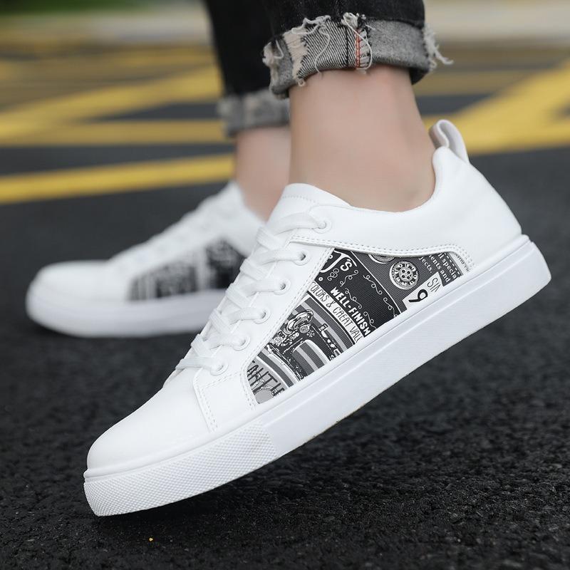 Flat Men Shoes Tenis Para Hombre Spring Luxury White Leather Casual Shoes Men Leisure Sneakers Trend Male Skateboard Shoes 39-48