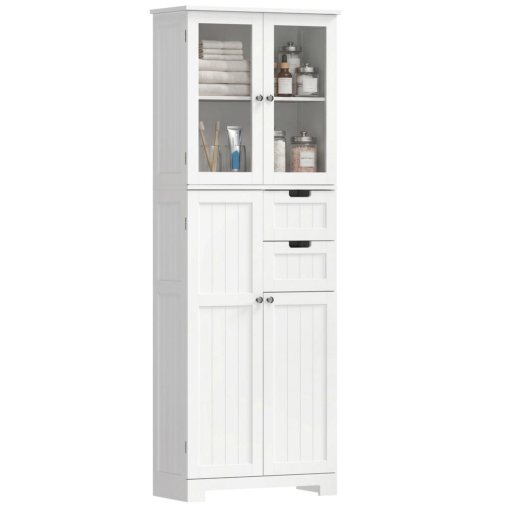 Tall bathroom cabinet 4 Doors 2 Drawers 60x30x170cm White
