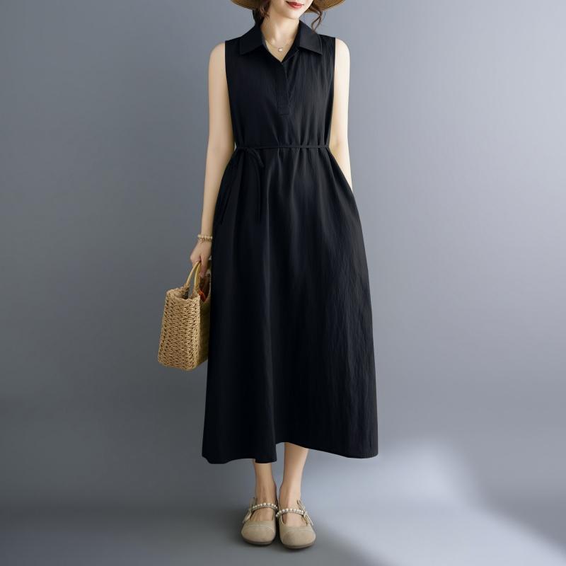 Ärmelloses Plus-Size-Vintage-Neuheiten in Kleidern für Damen, lässig, locker, langes Sommerkleid
