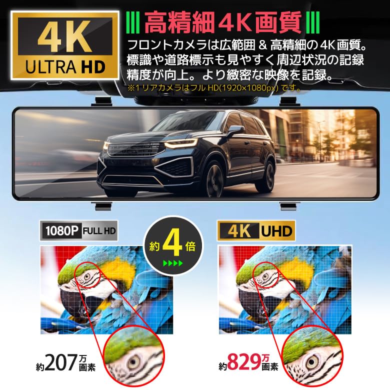 Dash Cam Latest 4K Large Screen Touchscreen with Full HD 32GB Card Digital Simultaneous Front and Rear Rear Continuous Parking Impact Japanese Car