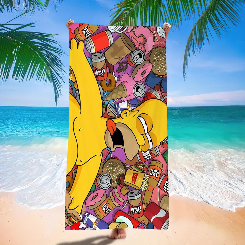 Popular Anime Cartoon Simpson Beach Towel Microfiber Quick-Drying Towel Strong Absorbent Bath Towel