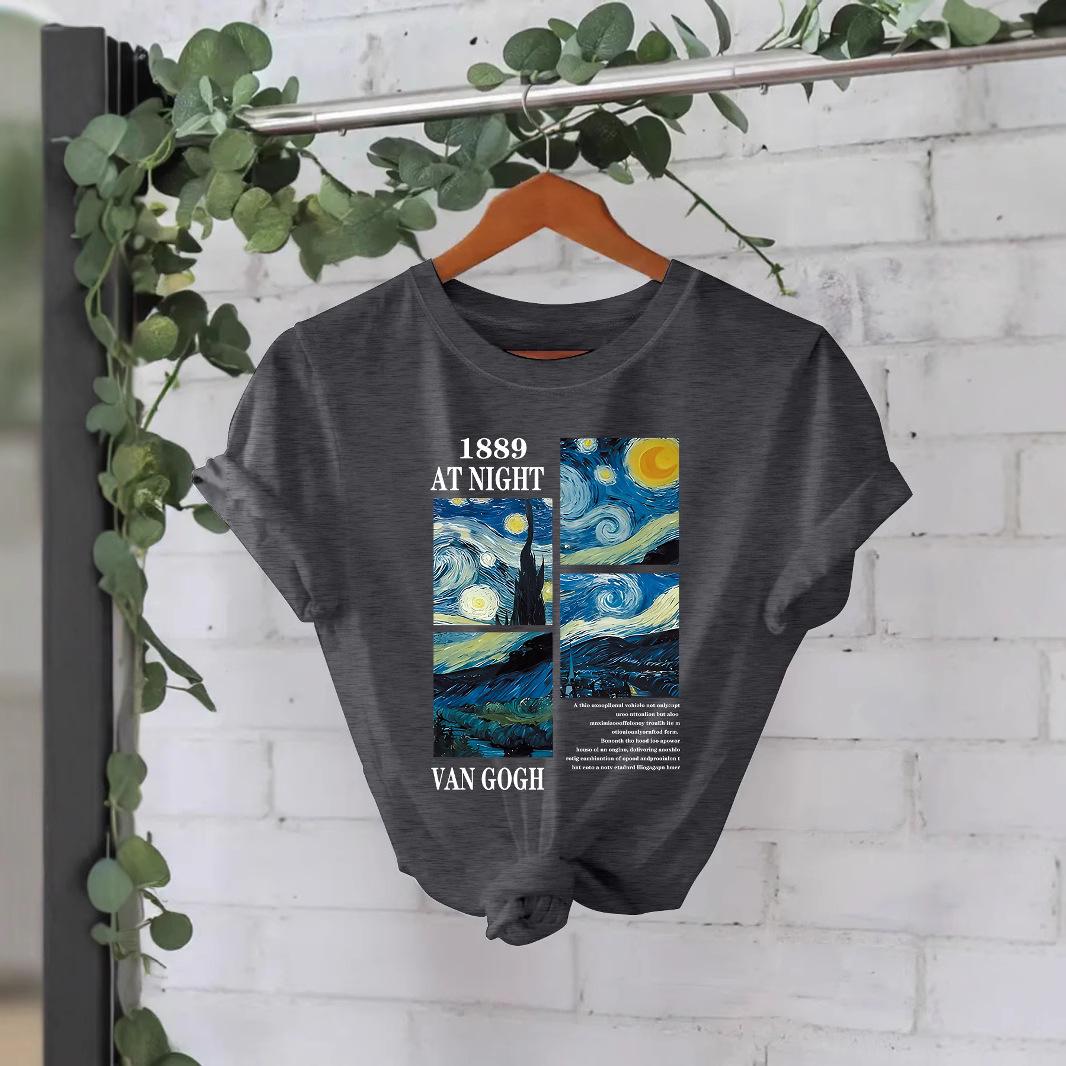 

Oil Painting Print Women s Loose Short-Sleeve T-Shirt Extra Large
