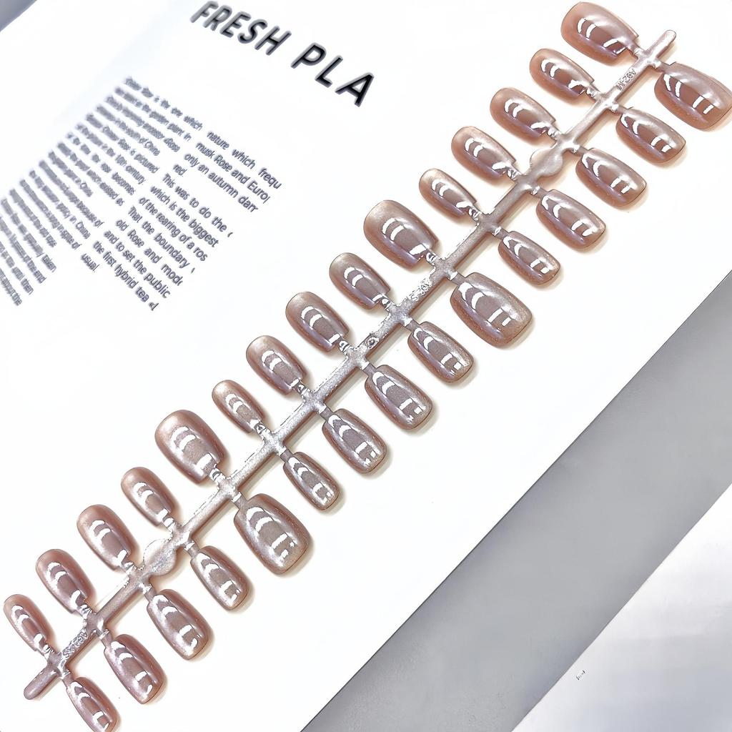 Aurora Cat-Eye Gradient Blush Electroplated Nail Tips