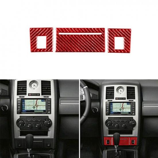 Red Carbon Fiber Below Radio Storage Cover Trim For Chrysler 300 2008-2010 TypeA