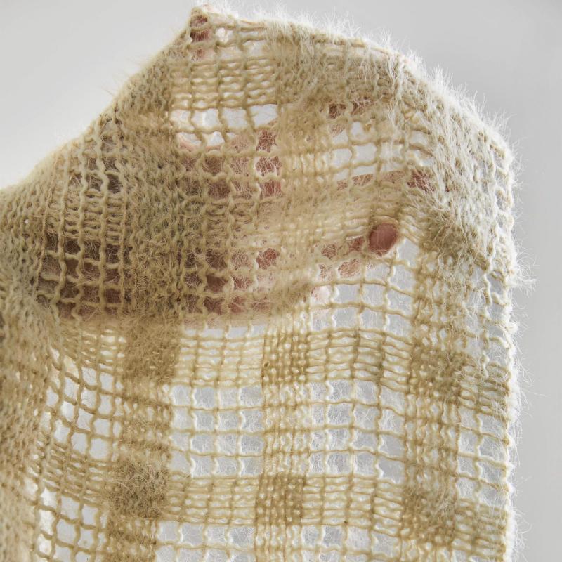 

50x120cm Grid Woven Hollow Knitted Yarn Plush Fabric for Diy Sewing Creative Outerwear Skirt Clothing Designer Fabrics Cloth 50x120cm абрикосовый