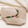 Fashion Natural Stone Pendant Necklace French Retro Style 18K Gold Stainless Steel Sun Pendant Necklace Women