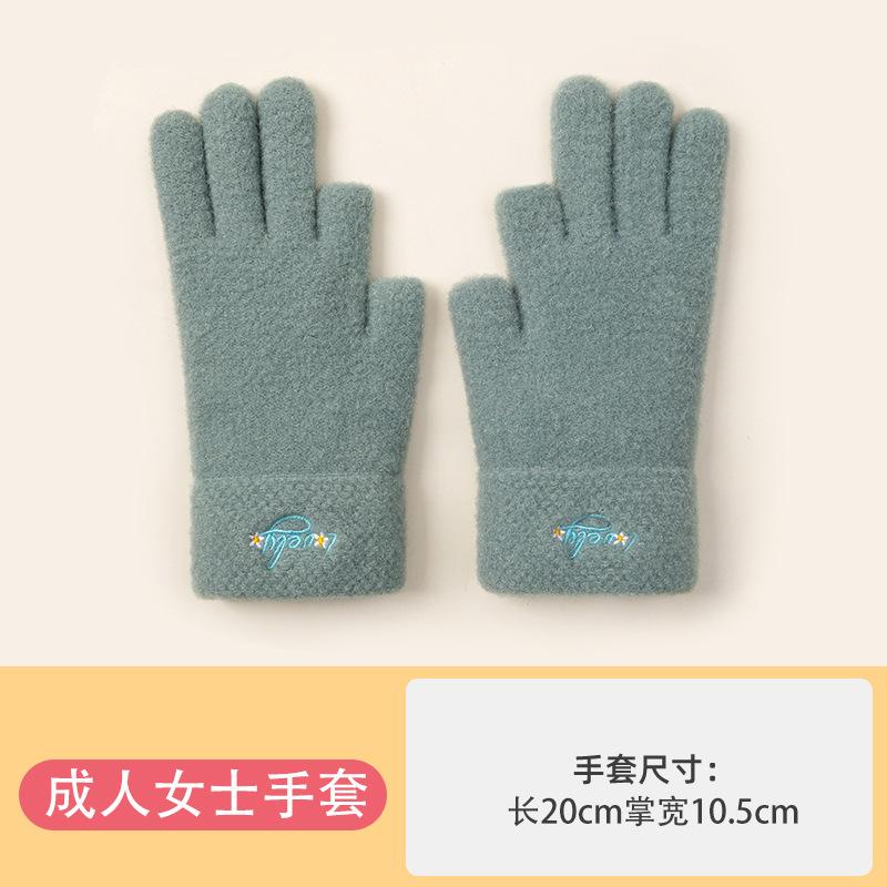 

Теплые перчатки женские зимние вязаные утолщенные плюшевые шерстяные с пятью пальцами холодостойкие с открытыми пальцами студенческие для верховой езды жаккардовые Lady Young Student