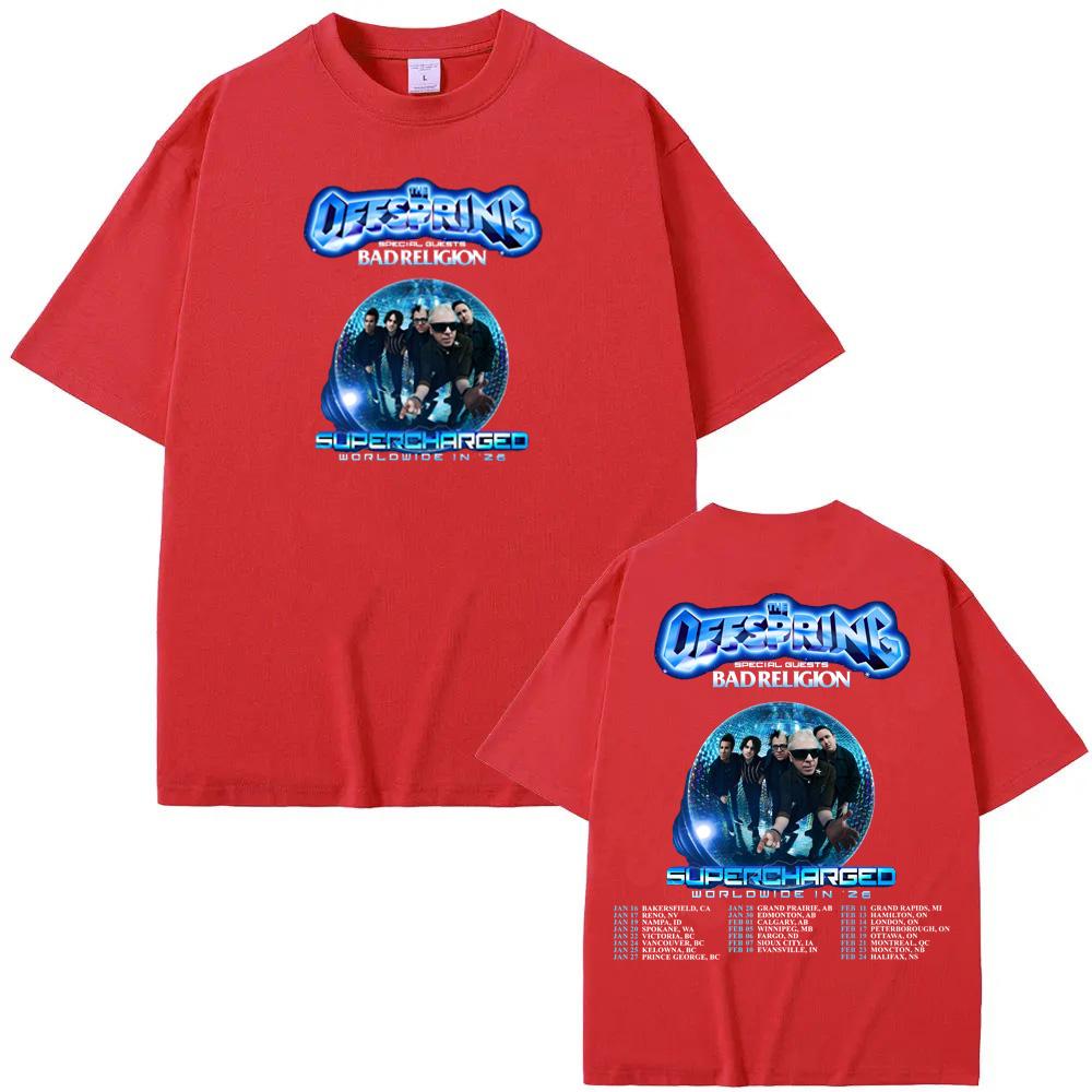

The Offspring Supercharged 2026 TOUR TEE Гранж Группа Летний Рок Рукав Оверсайз 100%Хлопок Топы Одежда Круглый Вырез Унисекс Топы S