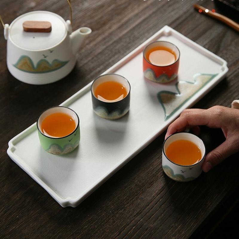 Ceramic Tea Cup Hand-painted Mountain Sharing Cup Chinese Style Kung Fu Tea Cup Travel Tea Bowl Office Home Tea Set Holiday Gift