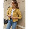 Women's Fashion Denim Button Jacket Solid Color Plus Size Long Sleeved Short Coat
