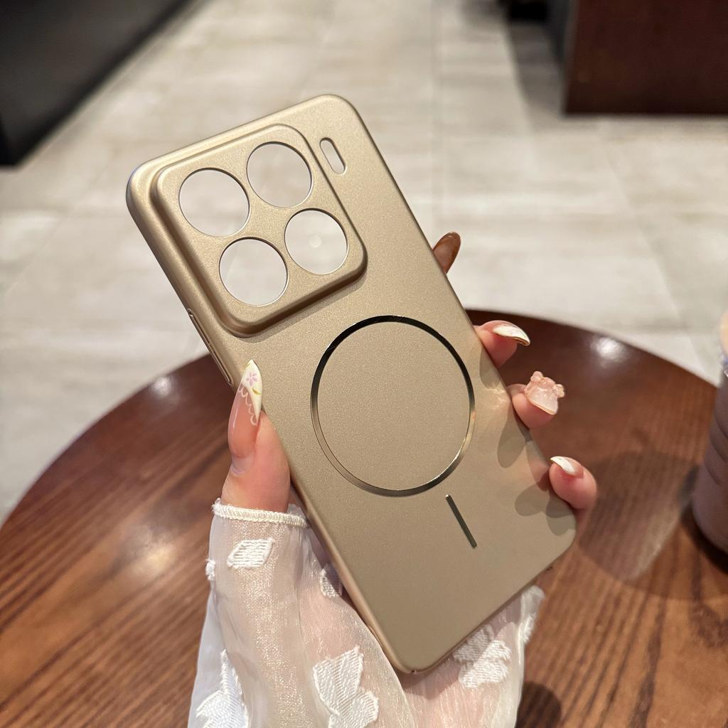Electroplated Metallic Style UltraThin Slim Shockproof Phone Case for 14 Pro 15 Ultra Wireless Charging Magnetic PC Cover
