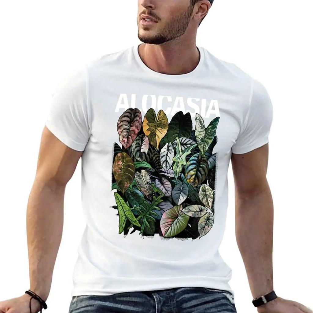 Summer Harajuku Custom T Shirt Heavyweight Informal New Arrival Vintage ALOCASIA JUNGLE Variegated Shirt Boys Whites Funnys Men