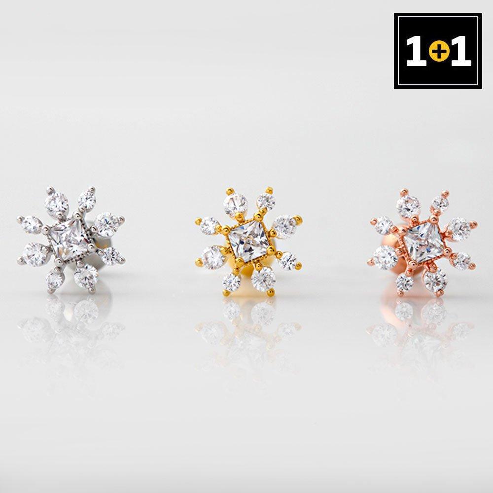 [1+1] Surgical Pin Cubic Piercing Snowflake 3 Types, Choose 1, One Side Sale