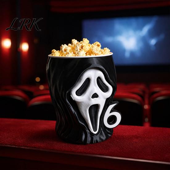 Halloween Table Decoration 3D Printed Screaming Skull Popcorn Bucket, Decorative Box Ornament Ornament, Creative Container for Living Room Bedroom