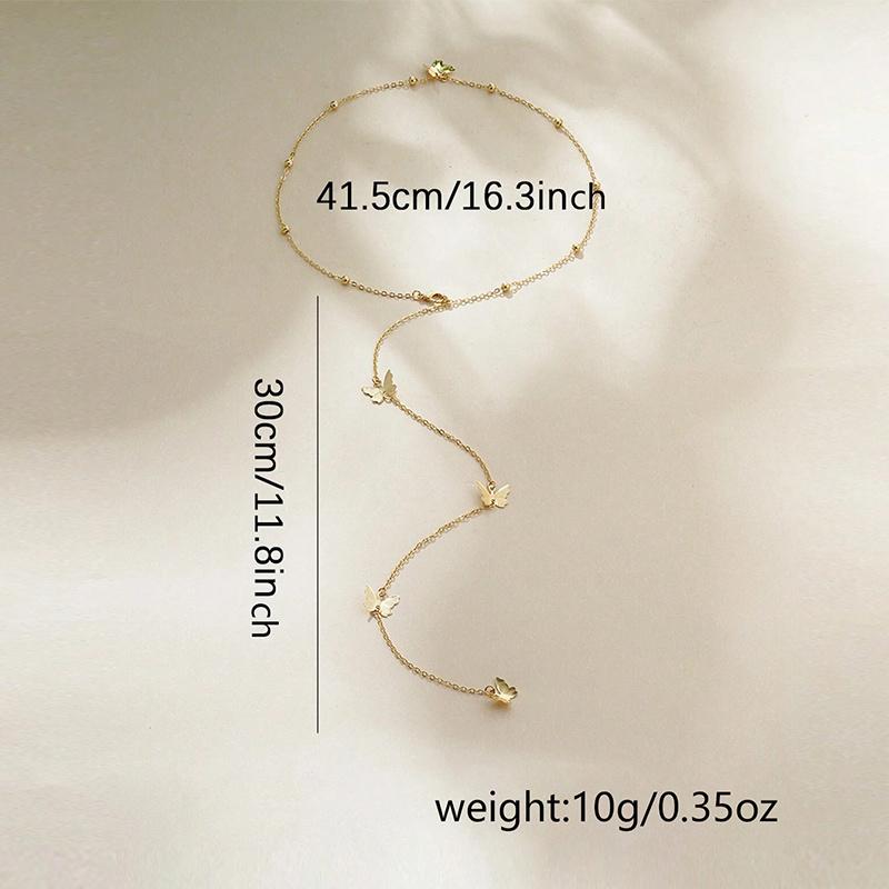 New Butterfly Back Drop Chain Necklace For Women Elegant Long Backless Tassel Necklace Wedding Beach Party Vacation Jewelry