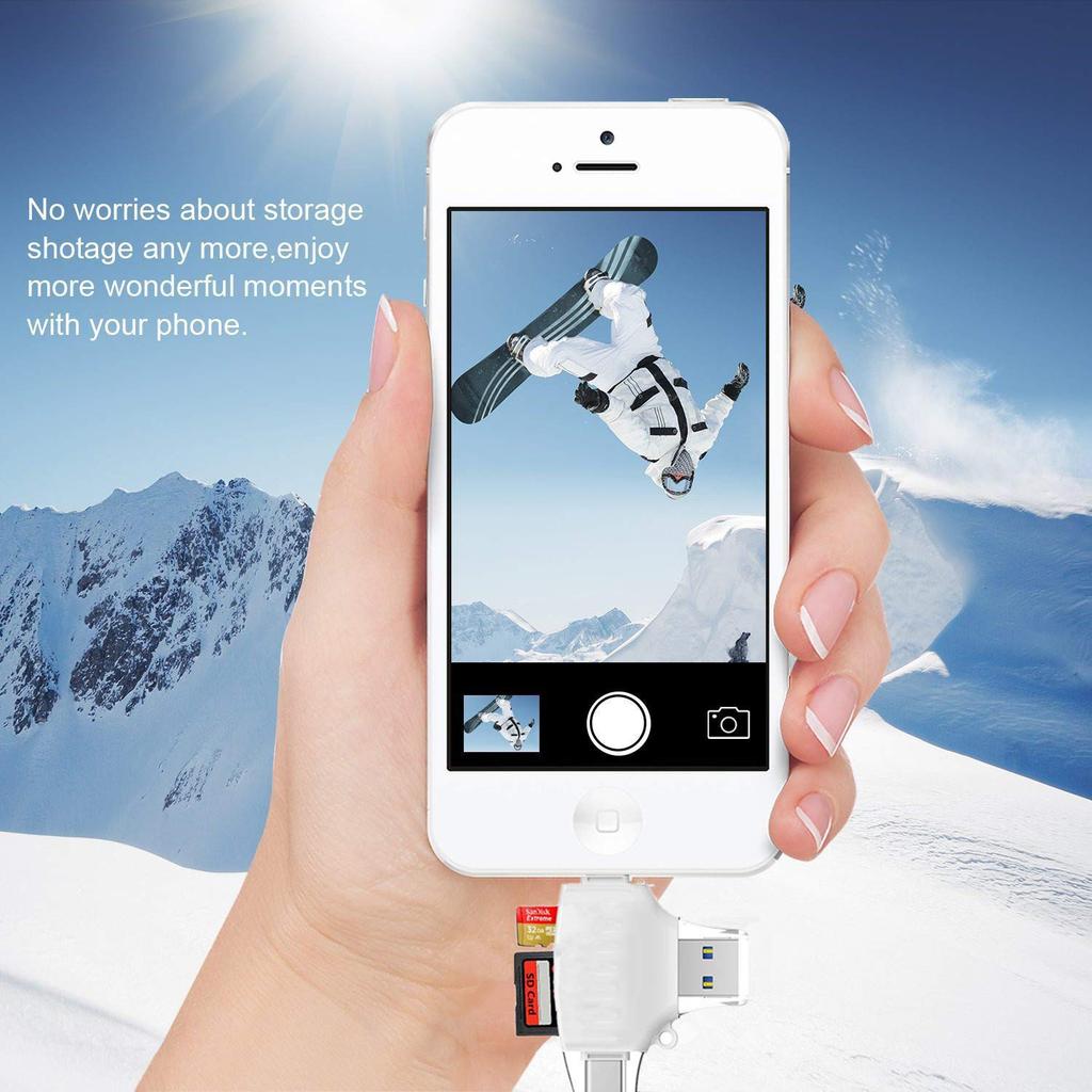 4-in-1 Card Reader for +Micro USB+USB3.0+Type-C Interface for iPhone iPad Android  Smartphones