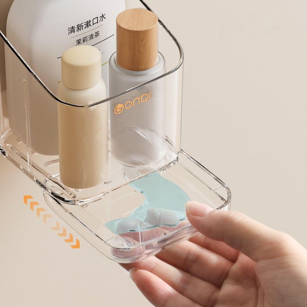 Drainage Bathroom Grid Storage Rack Punch Free Toothbrush Storage Shelves  Bathroom Organizer