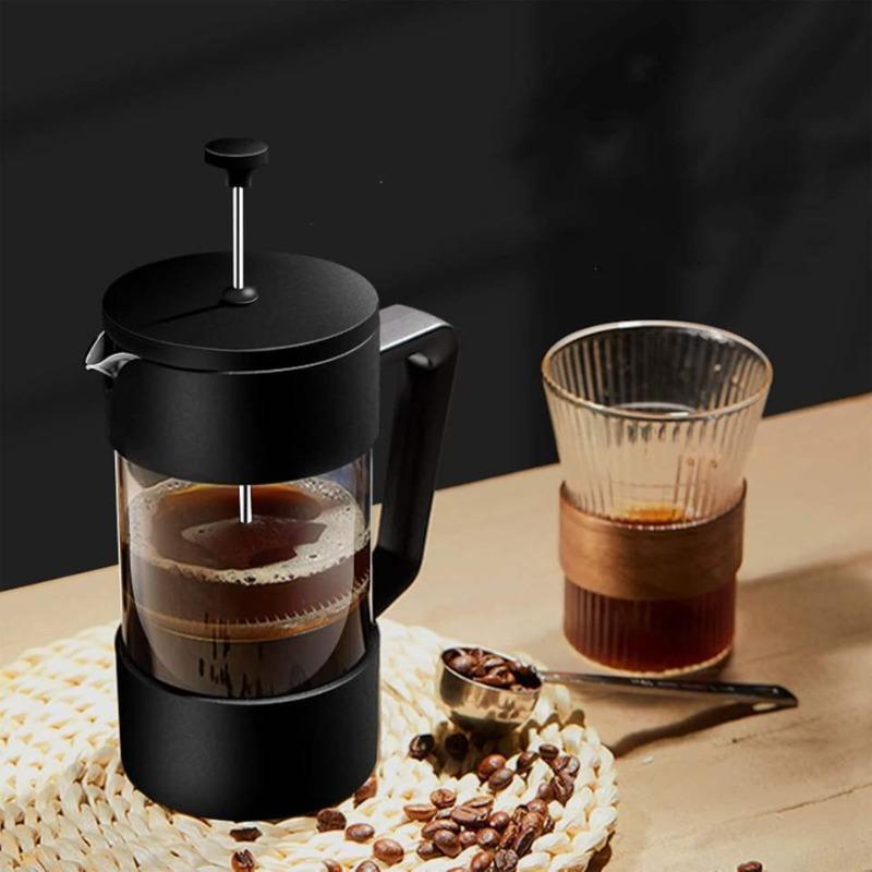 French Press 600ML Hohes Borosilikatglas Haus Kaffeebereiter Milchschaumformer Kaffeezubehör Cafébedarf