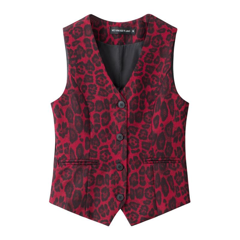 Women Suit Vest Sleeveless Single-Breasted Button Waistcoat Casual Office Short Outerwear Layering Tank Gilet