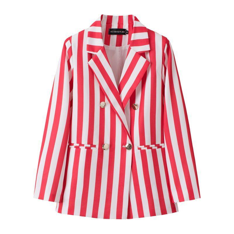 Blue Blazer Women British Style Checkered Suit Jacket Elegant Office Wear New Arrival Performance Outfit