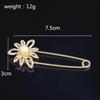 Minimalist Daisy Brooch & Silk Scarf Buckle with Rhinestone Pearl