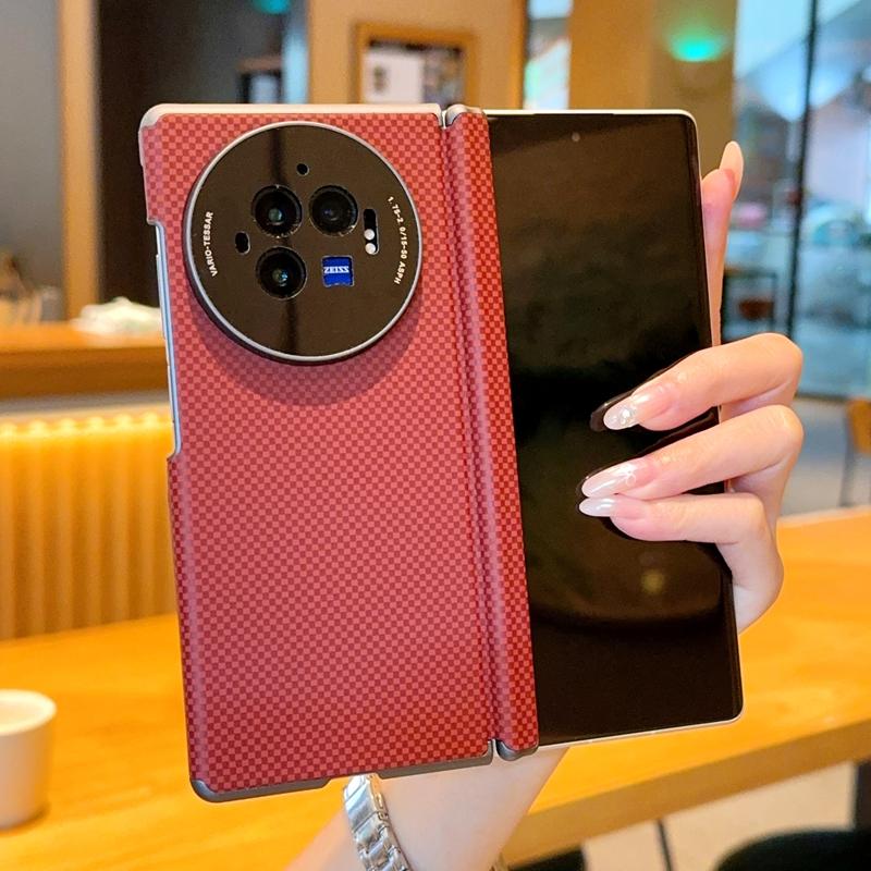 Business Carbon Fiber Texture Leather Hinge Protect Case for VIVO X Fold 6 5 3 3Pro Skin Feel Magnetic Framless Shockproof Cover