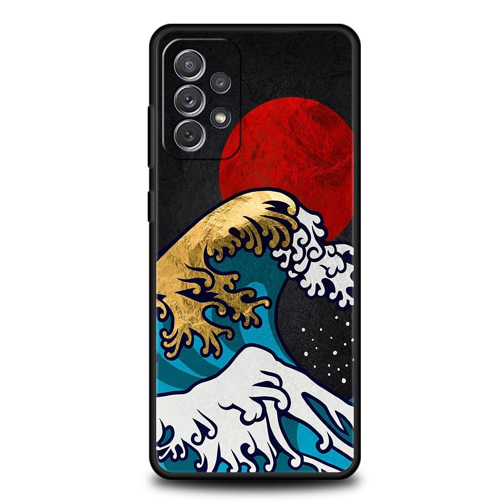 Phone Case For Samsung A13 A51 A71 A41 A31 A21S A11 A03S A12 A32 A52 A23 A33 A53 A73 5G Cover Golden Great Wave Kanagawa Surf