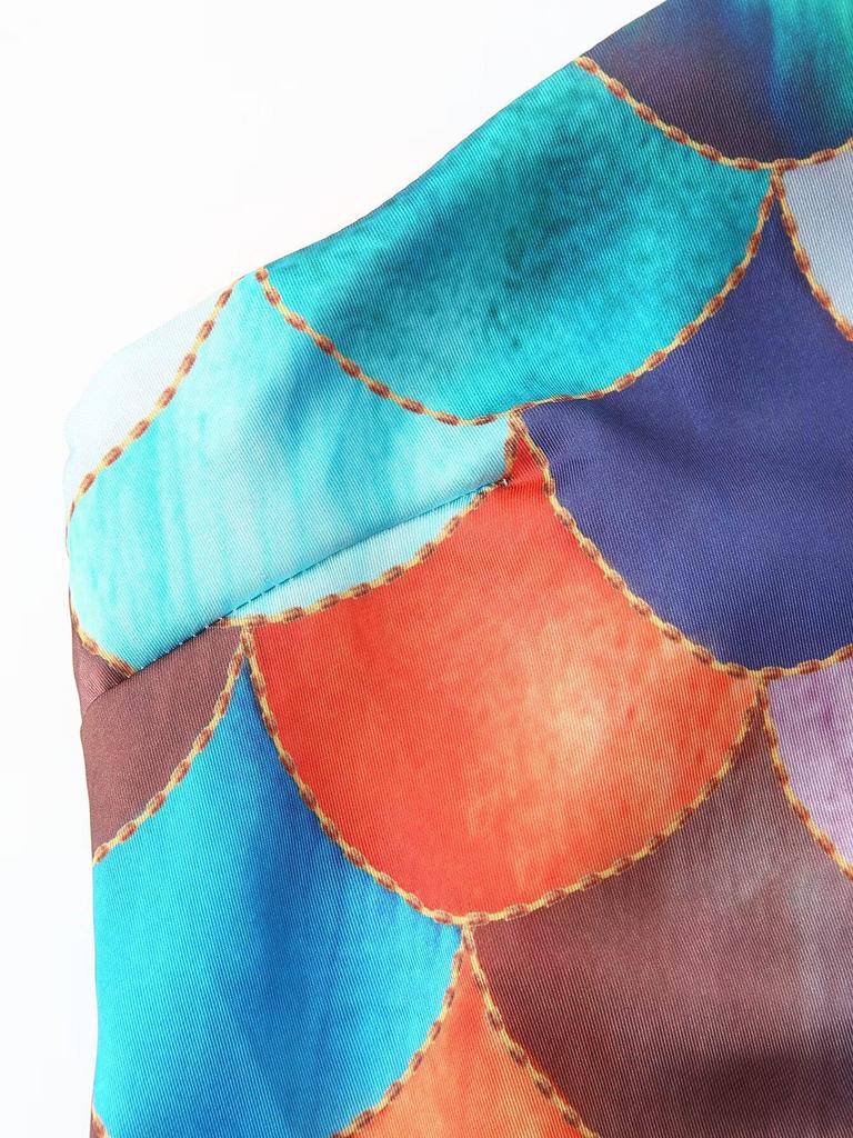 2025 Spring Women's European-American Style Satin Print Halter Dress