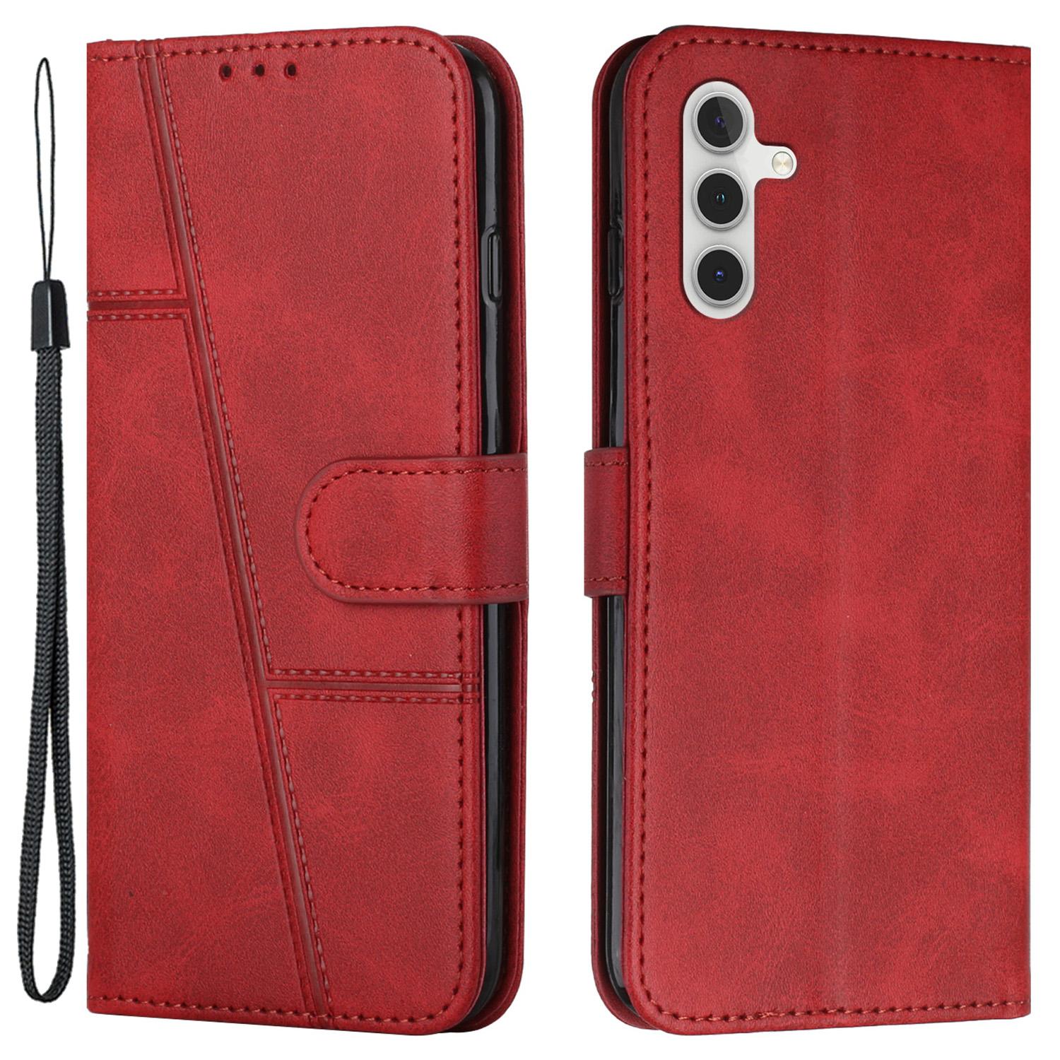 

For Samsung Galaxy A55 5G Cell Phone Case Wallet PU Leather Phone Stand Cover Red