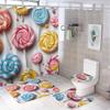 Bathroom Curtain And Rug Set, Colorful Paw Prints Pattern Printed On Bathroom Decor Sets With Shower Curtains And Rugs,