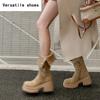 Winter Chunky Women Mid Calf Boots Fashion Warm Cotton Knight Long Booties Square Heels Party Dress Ladies Shoes