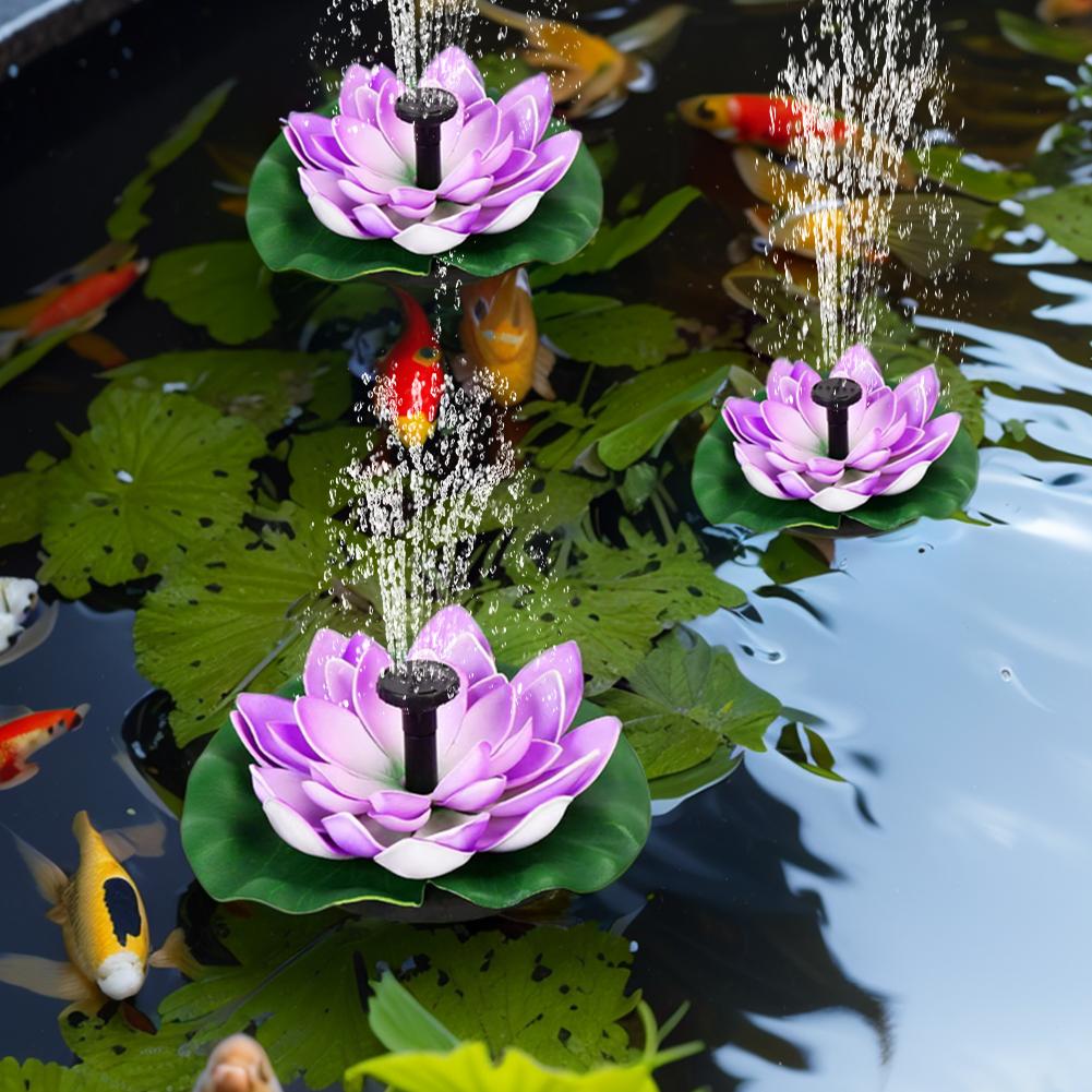 Lotus Solar Water Fountain Brushless Pump Floating Garden Fountain Artificial Lotus Flowers Fountain for Outdoor Bird Bath