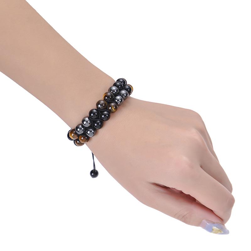 Men's Adjustable Yoga Bracelet with Natural Tiger Eye & Agate Stones