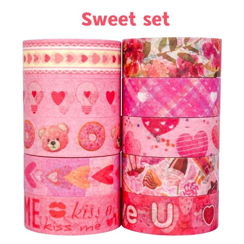 

10 шт. набор бумажных васи-лент ко Дню святого Валентина 15 мм сладкие любовные письма клейкие ленты для маскировки наклейки для украшения дневника