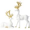 2Pcs Modern Deer Desktop Ornament Creative Elk Figurine Resin Reindeer Sculpture  Desktop Ornament