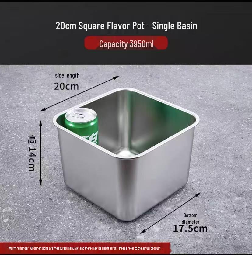 304 Stainless Steel Square Jam Bowl with Lid - Commercial Kitchen Seasoning and Sauce Container.